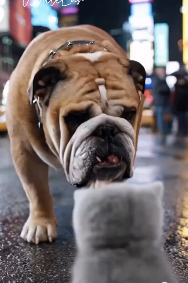 English Bulldog & Cat: Unexpected Encounters