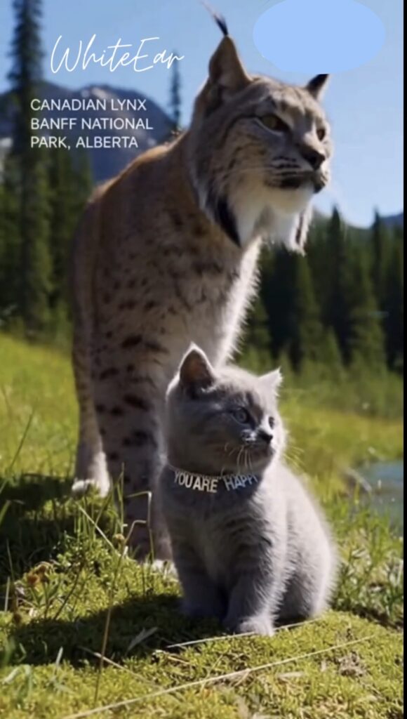 Wild Canada Lynx Rescues a Lost Gray Cat in Banff National Park